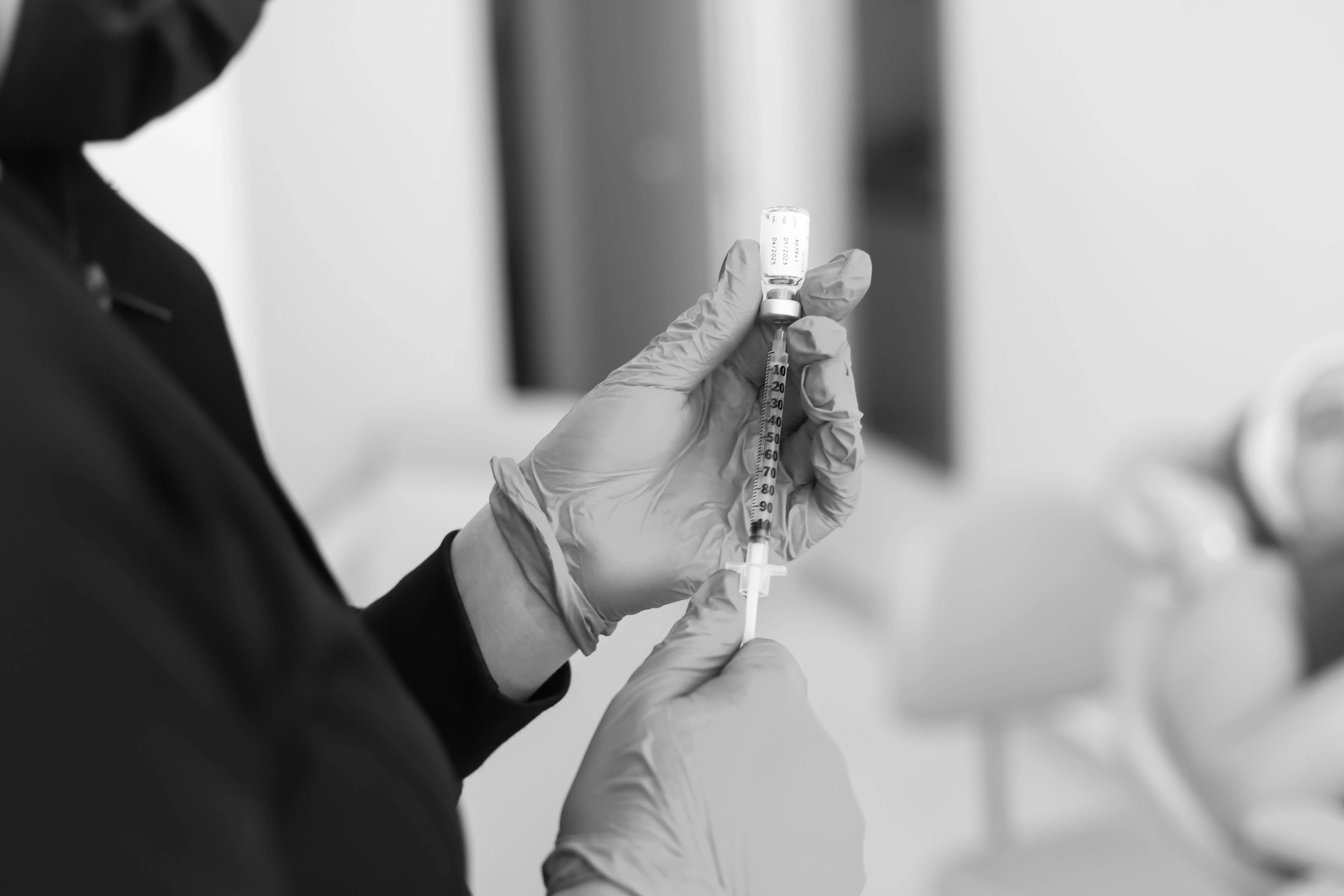 Close-up of a precise Botox injection