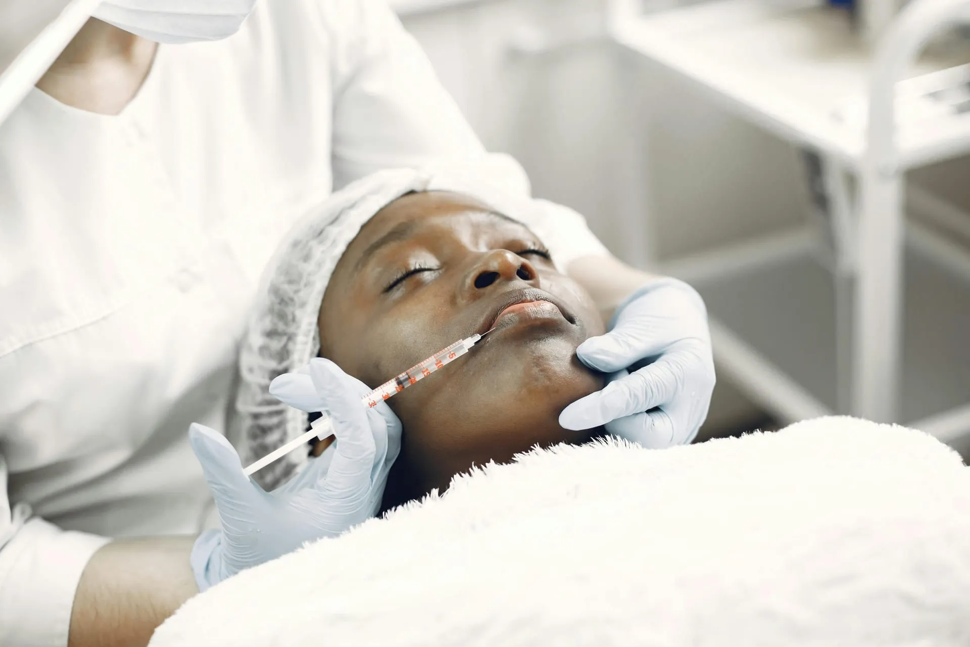Patient receiving a forehead Botox treatment