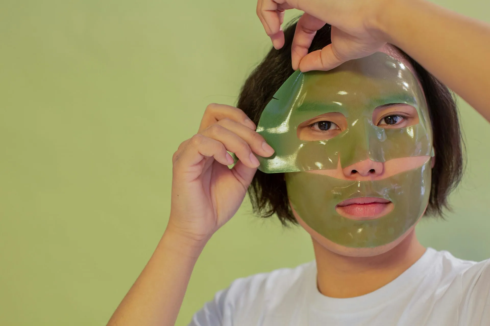 Client relaxing during a chemical peel