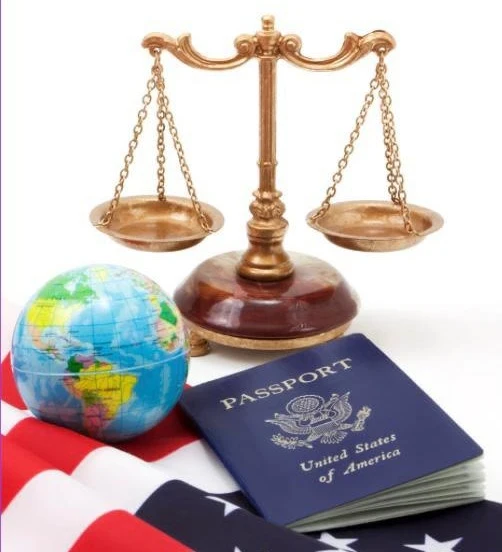United States Citizenship and Immigration Services documents and flag
